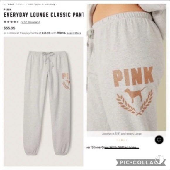 PINK VS bling classic pant bling long sleeve campus tee PULLOVER HOODIE - Picture 7 of 16